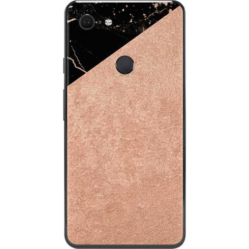 Black and Rose Gold Marble Split Google Pixel 3 XL Skin